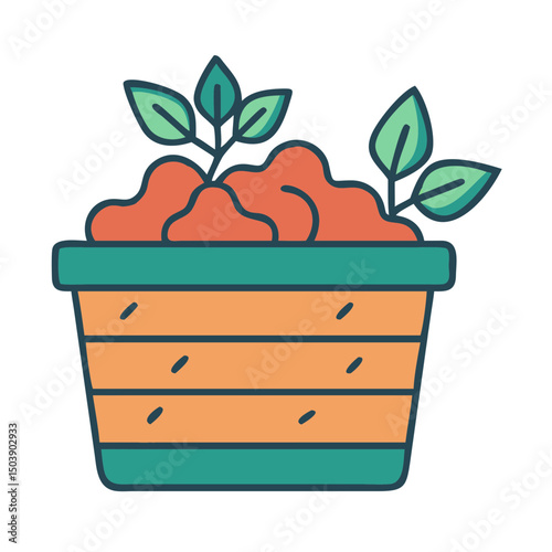 Compost bin with growing plants, for gardening blogs