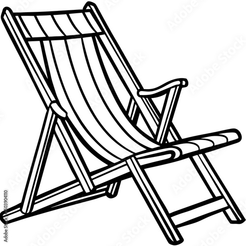 Striped deck chair beach lounger folding chair