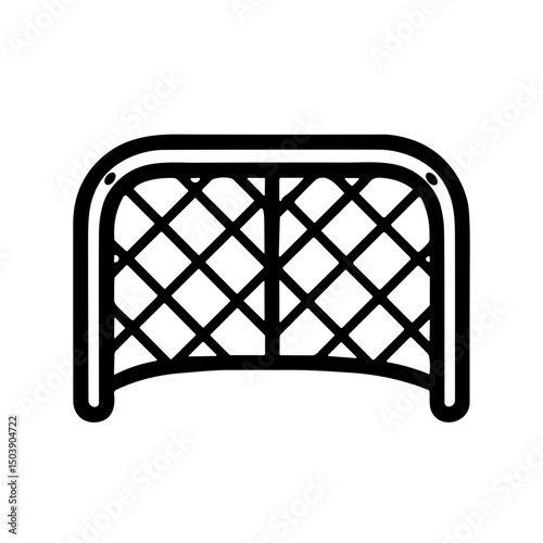 Simple Outline Hockey Goal Net Line Art Sport Icon Illustration