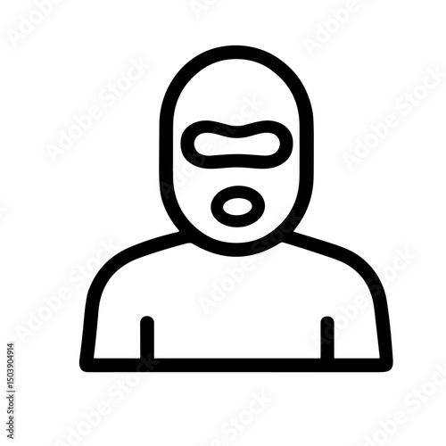 Simple Outline Balaclava Criminal Face Mask Security Protection Icon Sign
