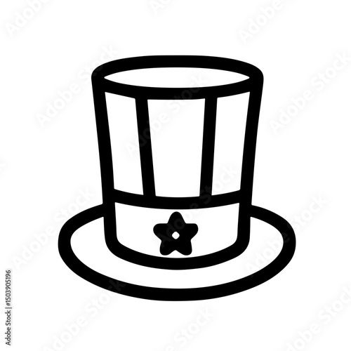 Outline Minimalist United States Uncle Sam Hat Symbol Icon Illustration