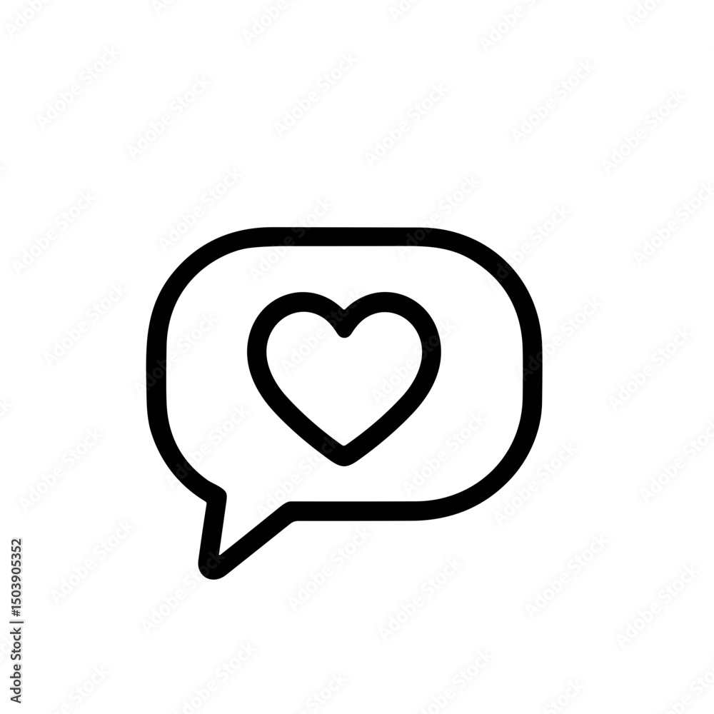 Simple Line Heart in Speech Bubble Message Icon Design Simple Line Heart in Speech Bubble Message Icon Design