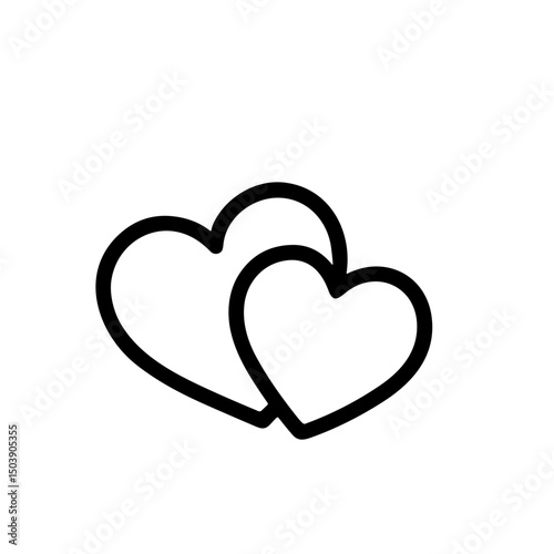 Simple Outline Two Hearts Romantic Relationship Symbol Element Icon