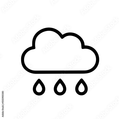 Outline Simple Weather Cloud Rain Drop Element Shape Icon