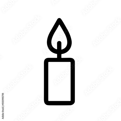 Simple Outline Candle Flame Light Burn Symbol Shape Icon Graphic