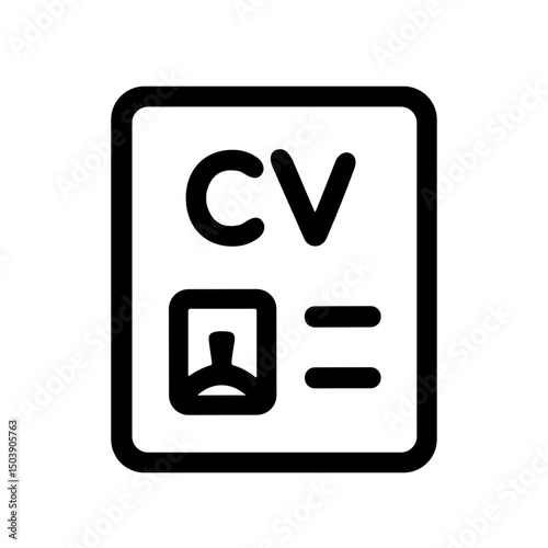 Simple Outline Curriculum Vitae Document with Picture Icon Symbol