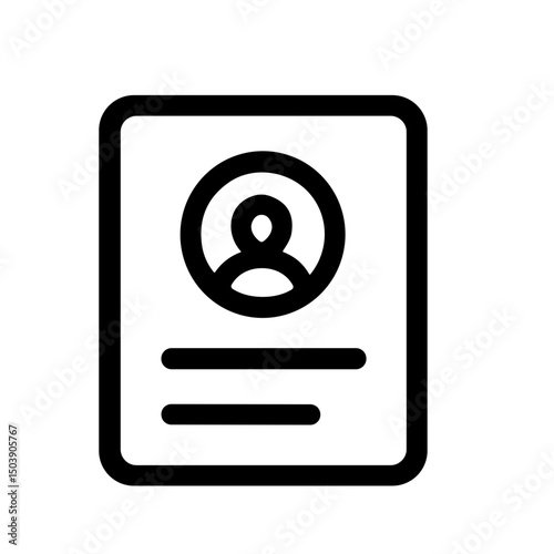 Simple Line Style ID Card Profile User Identity Badge Icon