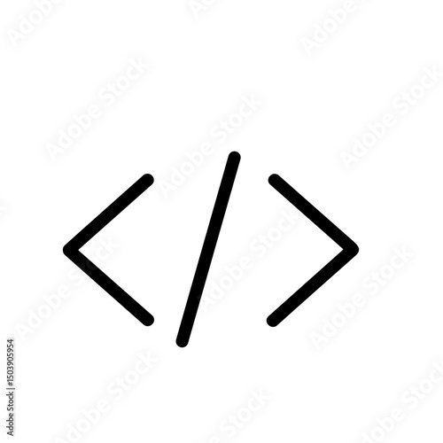 Simple Line Art Programming Code Symbol Bracket Icon Illustration