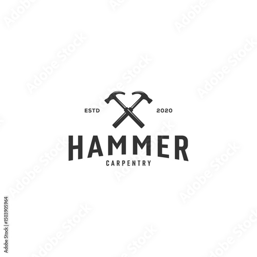 hammer logo vector emblem vintage design