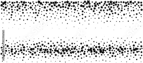 Starry horizontal borders. Vector decoration effect from flowing stars. Design elements for anniversary, birthday, party or other celebrating events.