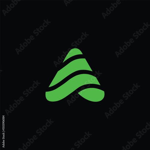 initial letter A logo vector mono line