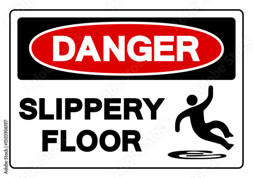 Danger Slippery Floor Symbol Sign,Vector Illustration, Isolate On White Background Label.EPS10