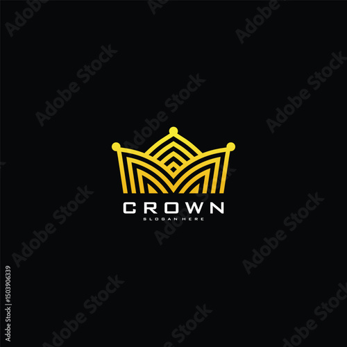 crown logo vector mono line logo design