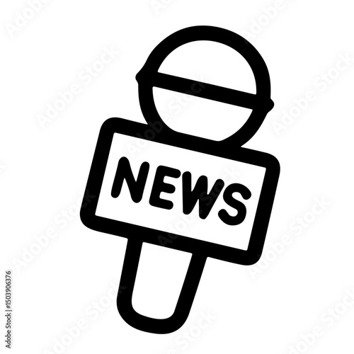 Doodle Drawing Microphone with News Sign Media Journalism Icon