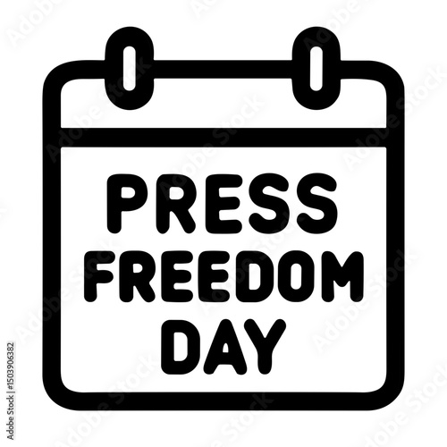 Black and White Outline Calendar Press Freedom Day Event Icon