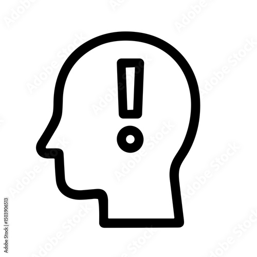 Simple Outline Alert Head with Exclamation Mark Awareness Symbol Icon
