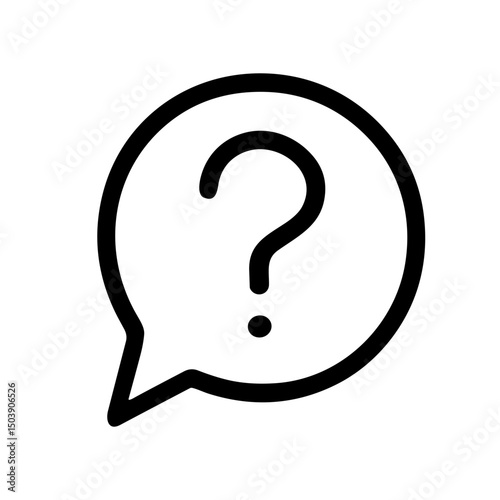 Minimalist Line Art Question Mark in Speech Bubble Symbol Icon