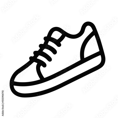 Outline Simple Sneaker Running Shoe Line Art Icon Illustration