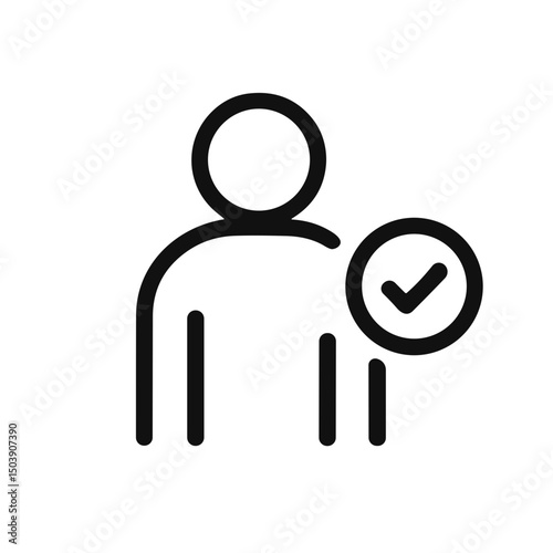 Simple Outline Person Account with Checkmark Sign User Interface Icon
