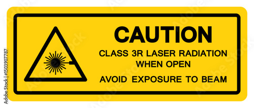 Caution Class 3R Laser Radiation When Open Symbol Sign,Vector Illustration, Isolate On White Background Label.EPS10