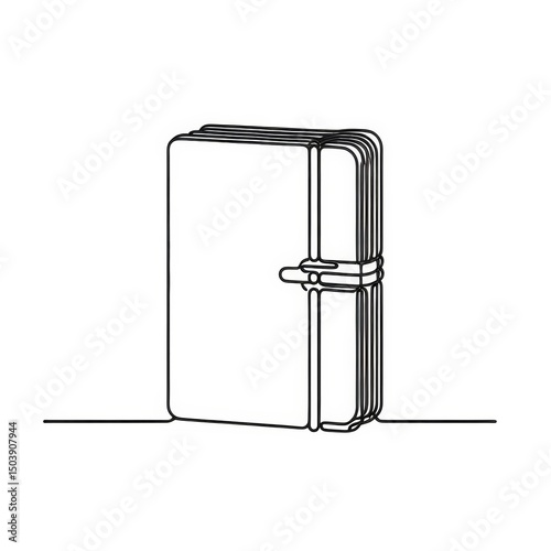 Simplistic outline of a notebook with elastic closure on a table