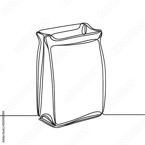 Continuous line drawing of a simple packaging bag 