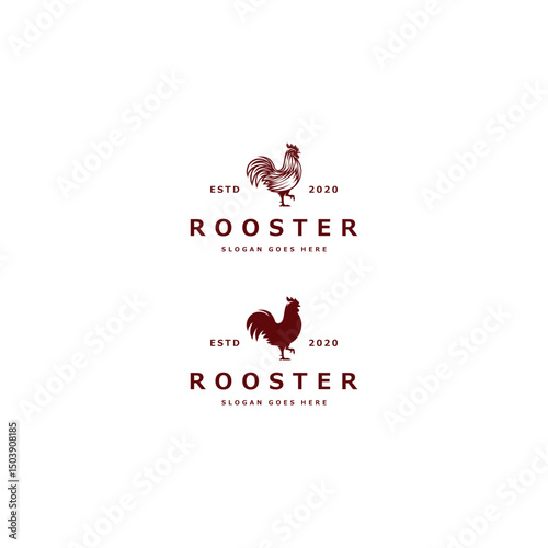 chicken logo mono line vector vintage