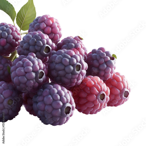 Wallpaper Mural Fresh Ripe Blackberries with Green Leaves on White Background Torontodigital.ca