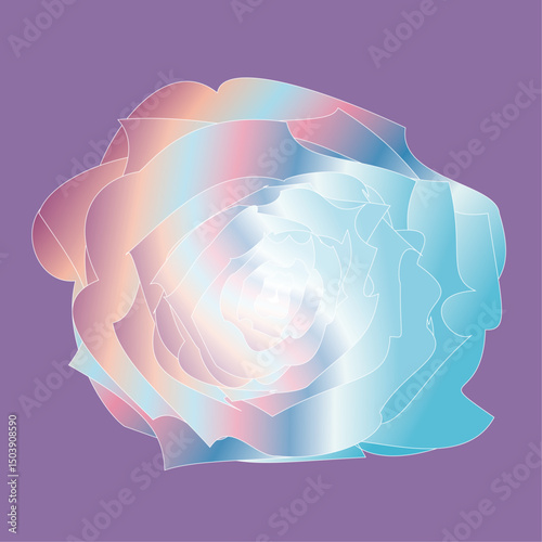 This image displays a vector graphic design style that can be described as abstract floral or organic forms with gradient fills and contour lines.