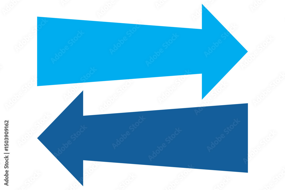 Light blue and dark blue pointing to the left and right arrow vector. Right direction and left direction arrow icon. Exchange arrow icon. vector illustration. Eps 10 Light blue and dark blue pointing to the left and right arrow vector. Right direction and left direction arrow icon. Exchange arrow icon. vector illustration. Eps 10
