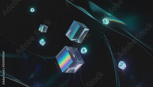 A computer-generated image of a cube illuminated by a soft blue light, showcasing its geometric design.
