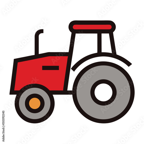 red tractor isolated on white