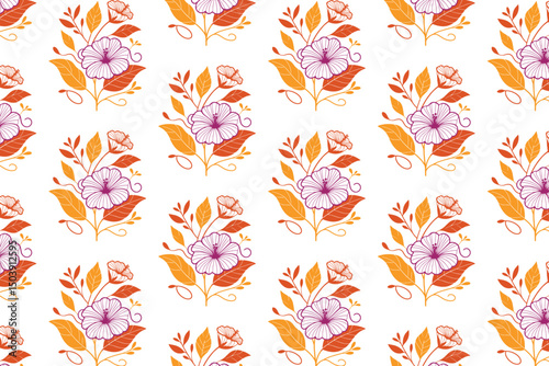 seamless wallpaper pattern, line art floral sketch, trendy rose design, cotton textile texture, abstract flower print

