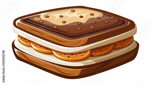 A chocolate dessert sandwich with creamy filling is the perfect choice for sweet treats. This cut-out vector on a transparent background captures rich texture and irresistible flavor in every detail.