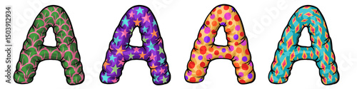 vector illustration of a set of colorful letter pillows A B C D 