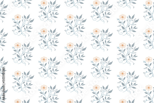 cotton floral pattern, seamless sketch drawing, trendy line art texture, hand drawn textile print, abstract wallpaper


