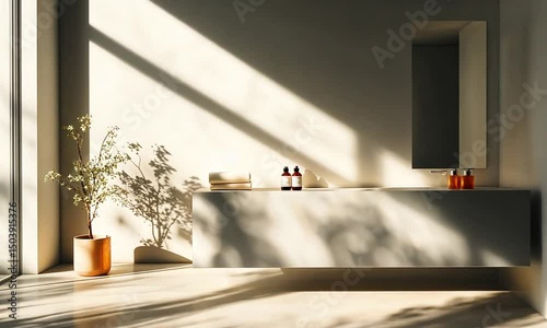 Sunny interior space with plant