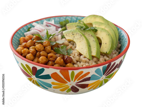 Cereals, healthy food in a bowl isolated on a white background.