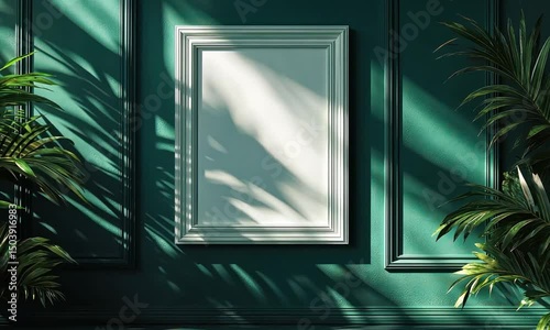 Teal room with mirror and plants