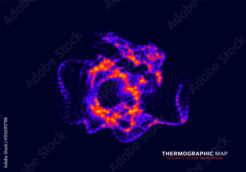 Heat map. Abstract infrared thermographic background. Temperature distribution and data analysis. Thermal imaging concept. Vector illustration.