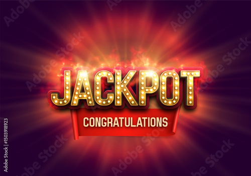 Shining sign Jackpot with tongues of flame on a bright background. Vector illustration.