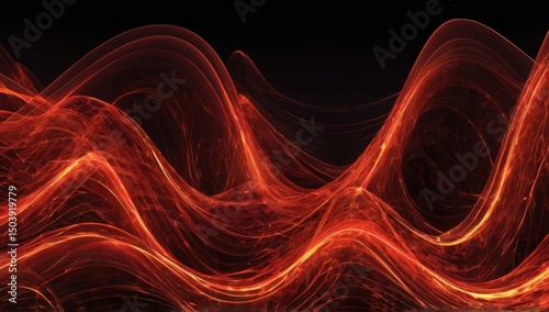 glowing red waves curves abstract background