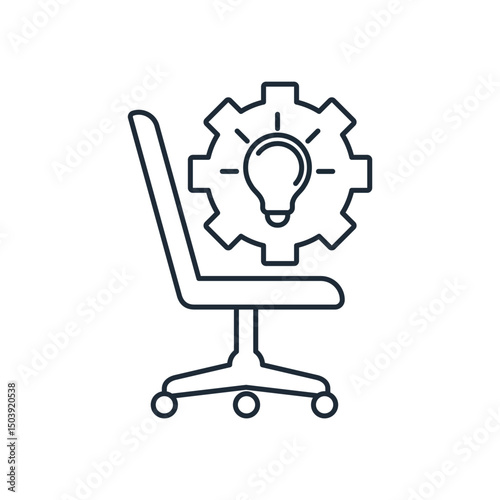Creative place, work. Vector linear icon illustration on white background.