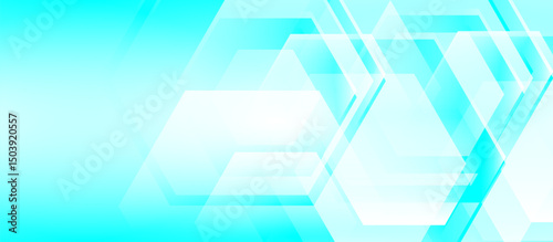 Light cyan geometric abstract background with transparent hexagons