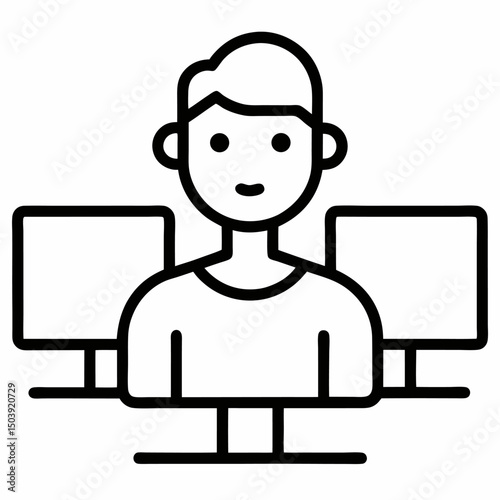 Freelancer Working with Dual Monitor Setup – Productivity and Remote Workstation Concept