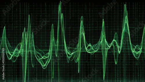 green mathmatical waveform looking artwork