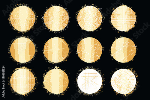 Golden Scratch-Off Lottery Ticket Circles Vector Illustration Pack