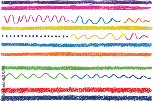 Colorful Crayon Divider Lines Set of Hand-Drawn Decorative Elements for Design Projects