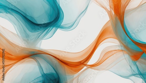 neutral, shades of cyan and orange color, no dark color, abstract, white background, transparent background
