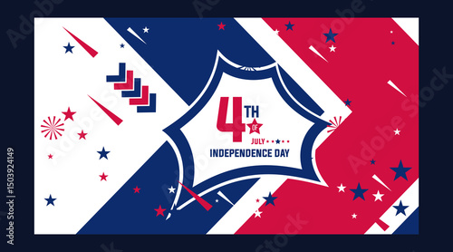 Geometric 4th July Template Design, web banner, template, promotion template, ad banner, social media banner 